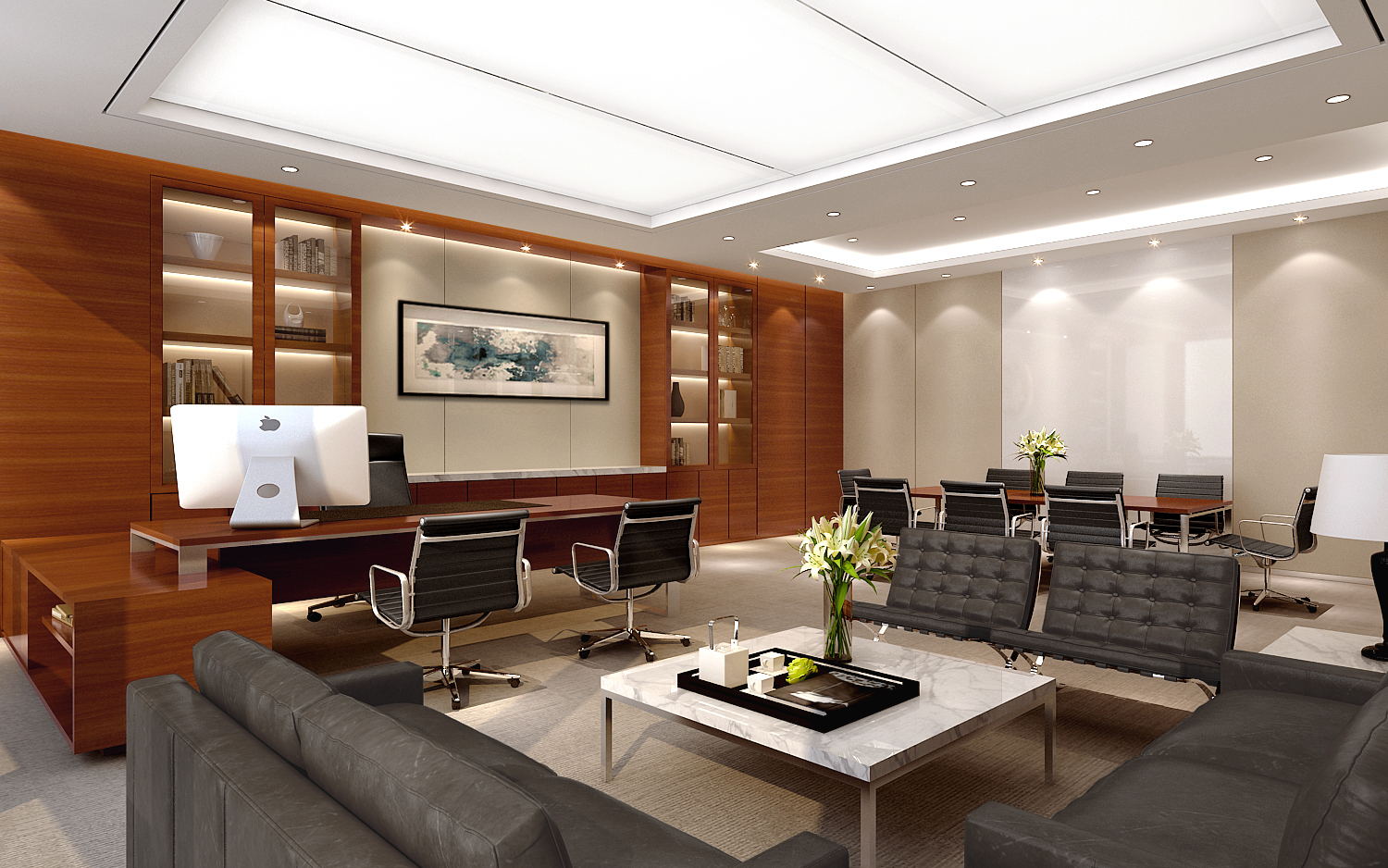 虹橋商務(wù)中心700平米中式風(fēng)格辦公室設(shè)計-第4張圖片-上海古都建筑設(shè)計集團(tuán)