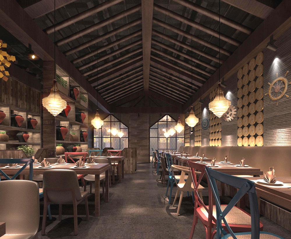 徐匯500平火鍋店設(shè)計裝修實景-第4張圖片-上海古都建筑設(shè)計集團