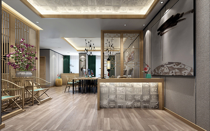 180平時尚新中式辦公室裝修設(shè)計效果-第2張圖片-上海古都建筑設(shè)計集團