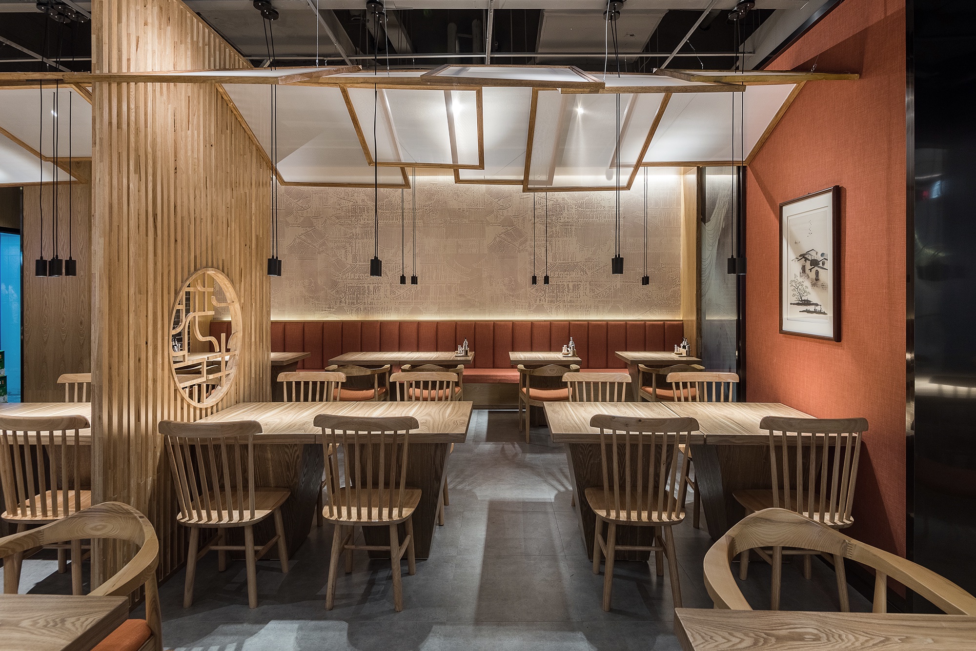 新中式餐廳裝修設計-第2張圖片-上海古都建筑設計集團