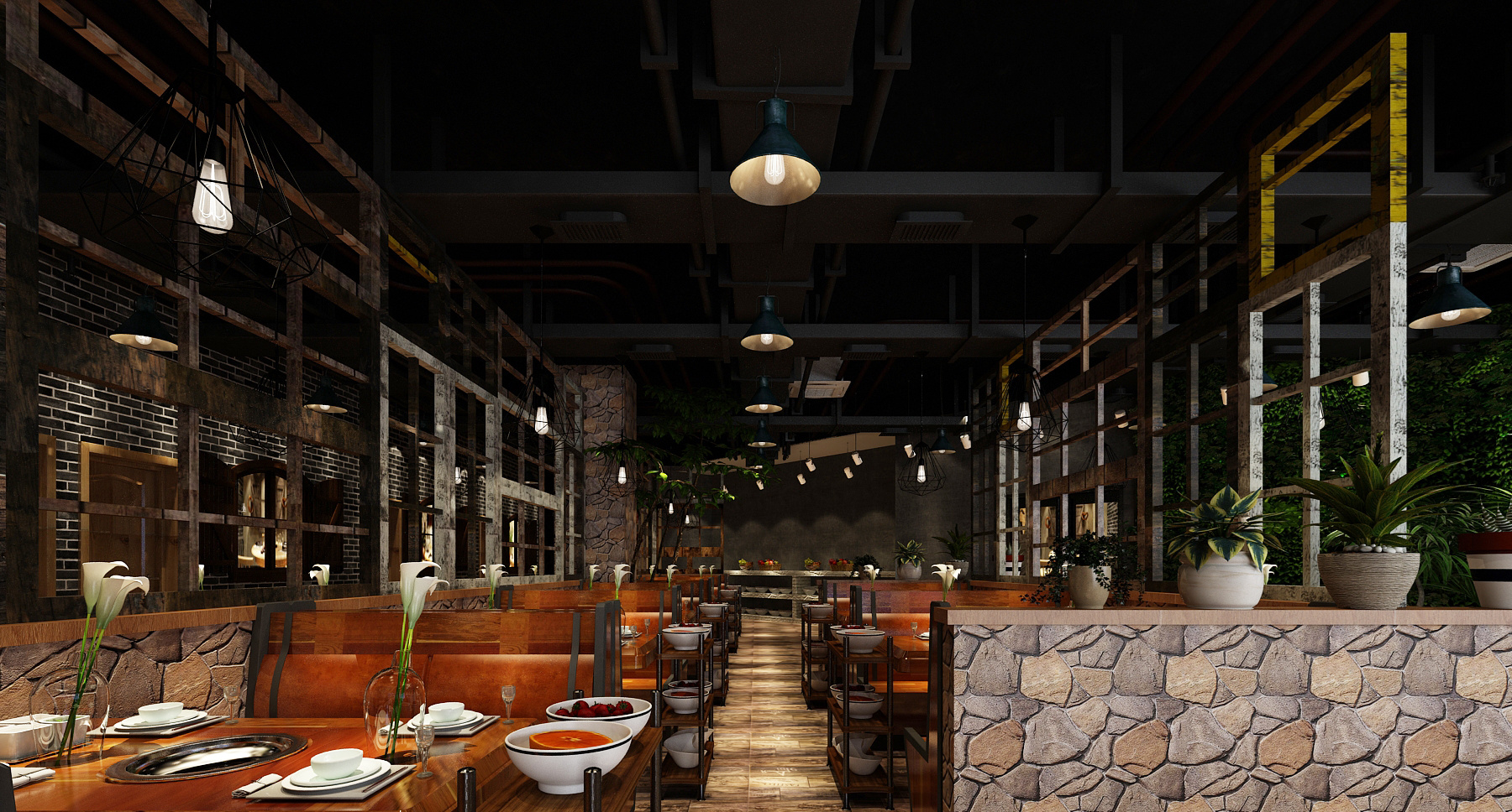 復(fù)古工業(yè)風(fēng)火鍋店裝修設(shè)計(jì)-第3張圖片-上海古都建筑設(shè)計(jì)集團(tuán)