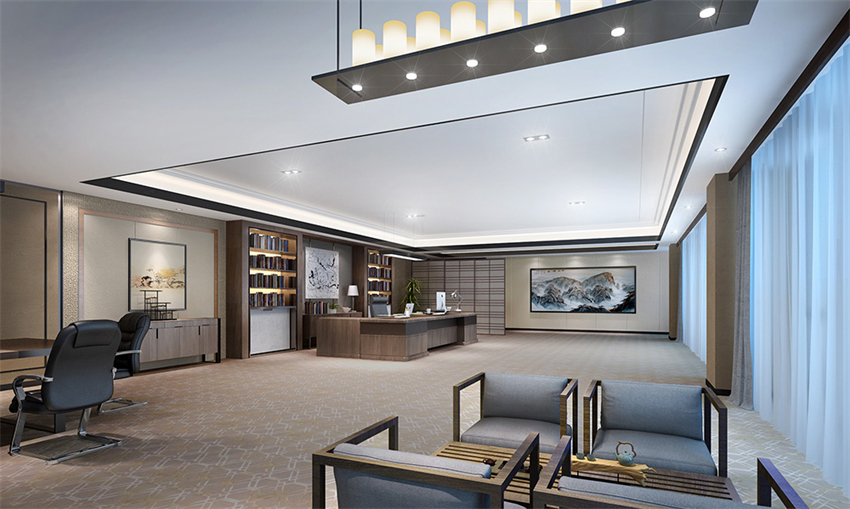 920平新中式風格辦公室設計方案-辦公室裝修設計效果圖-第3張圖片-上海古都建筑設計集團